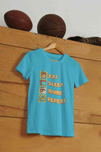 Load image into Gallery viewer, Eat Sleep Anime Repeat Mens Half Sleeves T-shirt- KidsFashionVilla