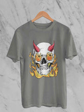 Load image into Gallery viewer, A Horned Skull In Flames Women Half Sleeves T-shirt- KidsFashionVilla