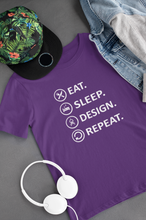 Load image into Gallery viewer, Eat Sleep Design Funny Architect Profession Women Half Sleeves T-shirt- KidsFashionVilla