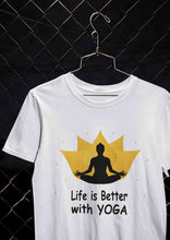 Load image into Gallery viewer, Life Is Better With Yoga Mens Half Sleeves T-shirt- KidsFashionVilla