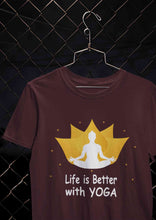 Load image into Gallery viewer, Life Is Better With Yoga Mens Half Sleeves T-shirt- KidsFashionVilla