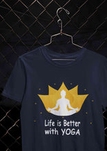 Load image into Gallery viewer, Life Is Better With Yoga Mens Half Sleeves T-shirt- KidsFashionVilla