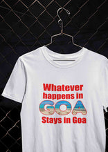 Load image into Gallery viewer, Whatever happens In Goa Stays In Goa Women Half Sleeves T-shirt- KidsFashionVilla