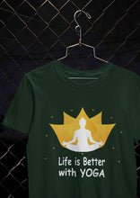 Load image into Gallery viewer, Life Is Better With Yoga Mens Half Sleeves T-shirt- KidsFashionVilla