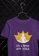 Load image into Gallery viewer, Life Is Better With Yoga Mens Half Sleeves T-shirt- KidsFashionVilla