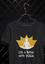 Load image into Gallery viewer, Life Is Better With Yoga Mens Half Sleeves T-shirt- KidsFashionVilla