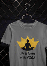 Load image into Gallery viewer, Life Is Better With Yoga Mens Half Sleeves T-shirt- KidsFashionVilla