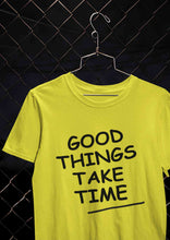 Load image into Gallery viewer, Good Things Take Time Mens Half Sleeves T-shirt- KidsFashionVilla