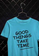 Load image into Gallery viewer, Good Things Take Time Mens Half Sleeves T-shirt- KidsFashionVilla