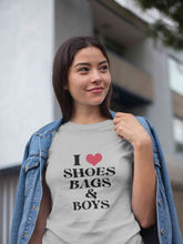 Load image into Gallery viewer, I Love Shoes Bags And Boys Women Half Sleeves T-shirt- KidsFashionVilla