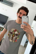 Load image into Gallery viewer, Floral And Skull Print Mens Half Sleeves T-shirt- KidsFashionVilla