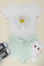 Load image into Gallery viewer, Wonderful World And I Think To My Self What A Slogan Women Half Sleeves T-shirt- KidsFashionVilla