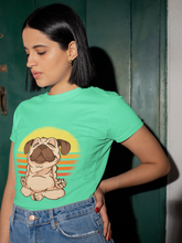 Load image into Gallery viewer, Pug Meditation Women Half Sleeves T-shirt- KidsFashionVilla