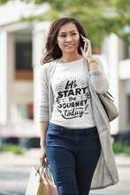 Load image into Gallery viewer, Lets Start The Journey Women Half Sleeves T-shirt- KidsFashionVilla
