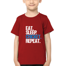 Load image into Gallery viewer, Eat Sleep Cricket Repeat Half Sleeves T-Shirt for Boys and Kids-KidsFashionVilla