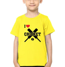 Load image into Gallery viewer, I Love Cricket Half Sleeves T-Shirt for Boys and Kids-KidsFashionVilla