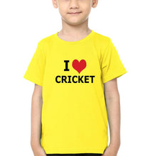 Load image into Gallery viewer, I Love Cricket Half Sleeves T-Shirt for Boys and Kids-KidsFashionVilla