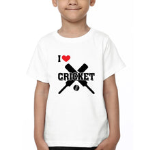 Load image into Gallery viewer, I Love Cricket Half Sleeves T-Shirt for Boys and Kids-KidsFashionVilla