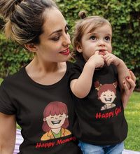 Load image into Gallery viewer, Happy Mom Happy Girl Mother and Daughter Matching T-Shirt- KidsFashionVilla