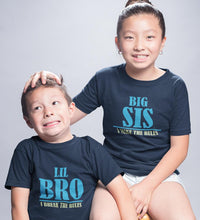 Load image into Gallery viewer, Big Sis make The Rules Lil Sis Break The Rules Brother-Sister Kid Half Sleeves T-Shirts -KidsFashionVilla