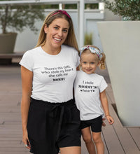 Load image into Gallery viewer, I Stole Mommy's Heart Mother and Daughter Matching T-Shirt- KidsFashionVilla
