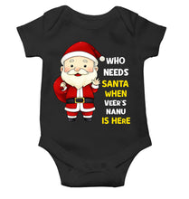Load image into Gallery viewer, Customized Name Santa Nanu Is Here Christmas Rompers for Baby Boy- KidsFashionVilla