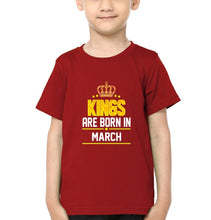 Load image into Gallery viewer, Kings Are Born In March Half Sleeves T-Shirt for Boys and Kids-KidsFashionVilla