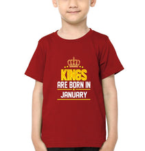 Load image into Gallery viewer, Kings Are Born In January Half Sleeves T-Shirt for Boys and Kids-KidsFashionVilla