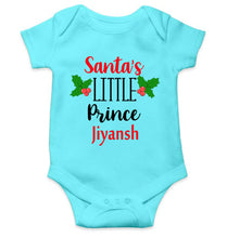 Load image into Gallery viewer, Customized Name Santas Little Prince Christmas Rompers for Baby Boy- KidsFashionVilla