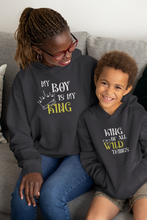 Load image into Gallery viewer, My Boy Is My King Mother And Son Black Matching Hoodies- KidsFashionVilla