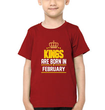 Load image into Gallery viewer, Kings Are Born In February Half Sleeves T-Shirt for Boys and Kids-KidsFashionVilla