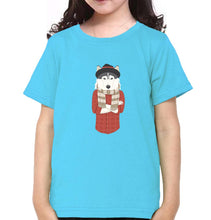 Load image into Gallery viewer, Hipster Wolf Half Sleeves T-Shirt For Girls -KidsFashionVilla