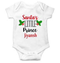 Load image into Gallery viewer, Customized Name Santas Little Prince Christmas Rompers for Baby Boy- KidsFashionVilla