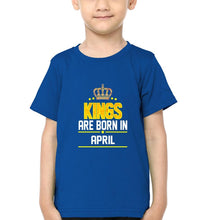 Load image into Gallery viewer, Kings Are Born In April Half Sleeves T-Shirt for Boys and Kids-KidsFashionVilla