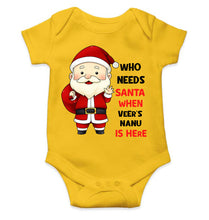 Load image into Gallery viewer, Customized Name Santa Nanu Is Here Christmas Rompers for Baby Boy- KidsFashionVilla