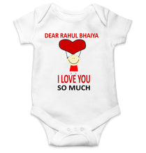 Load image into Gallery viewer, Custom Name I love My Bhaiya So Much Rompers for Baby Boy- KidsFashionVilla