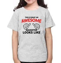 Load image into Gallery viewer, Awesome Dad Look Like Awesome Daughter Look Like Father and Daughter Matching T-Shirt- KidsFashionVilla
