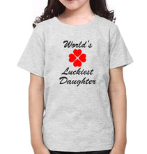 Load image into Gallery viewer, World Luckiest Dad & World Luckiest Daughter Father and Daughter Matching T-Shirt- KidsFashionVilla