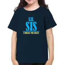 Load image into Gallery viewer, Big Sis make The Rules Lil Sis Break The Rules Brother-Sister Kid Half Sleeves T-Shirts -KidsFashionVilla