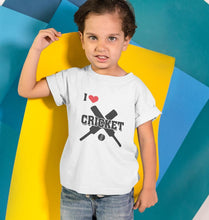 Load image into Gallery viewer, I Love Cricket Half Sleeves T-Shirt for Boys and Kids-KidsFashionVilla