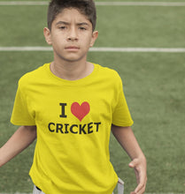 Load image into Gallery viewer, I Love Cricket Half Sleeves T-Shirt for Boys and Kids-KidsFashionVilla