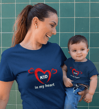 Load image into Gallery viewer, Mom In My Heart Kid in My Heart Mother and Son Matching T-Shirt- KidsFashionVilla