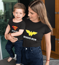 Load image into Gallery viewer, Wonder Mom Super Boy Mother and Son Matching T-Shirt- KidsFashionVilla
