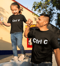 Load image into Gallery viewer, Ctrl C & Ctrl V Father and Daughter Matching T-Shirt- KidsFashionVilla
