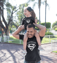 Load image into Gallery viewer, Super Dad Super Daughter Father and Daughter Matching T-Shirt- KidsFashionVilla
