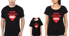 Load image into Gallery viewer, Super awesome dad Mom baby Family Half Sleeves T-Shirts-KidsFashionVilla