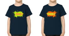 Load image into Gallery viewer, Double Trouble Brother-Brother Kids Half Sleeves T-Shirts -KidsFashionVilla