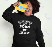 Load image into Gallery viewer, Legends are Born in January Girl Hoodies-KidsFashionVilla