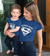 Load image into Gallery viewer, Super Mom and Super Boy Mother and Son Matching T-Shirt- KidsFashionVilla