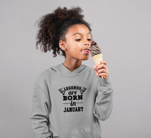 Load image into Gallery viewer, Legends are Born in January Girl Hoodies-KidsFashionVilla